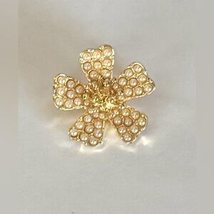 Vintage Monet Gold and Mini Faux Pearl Flower Brooch